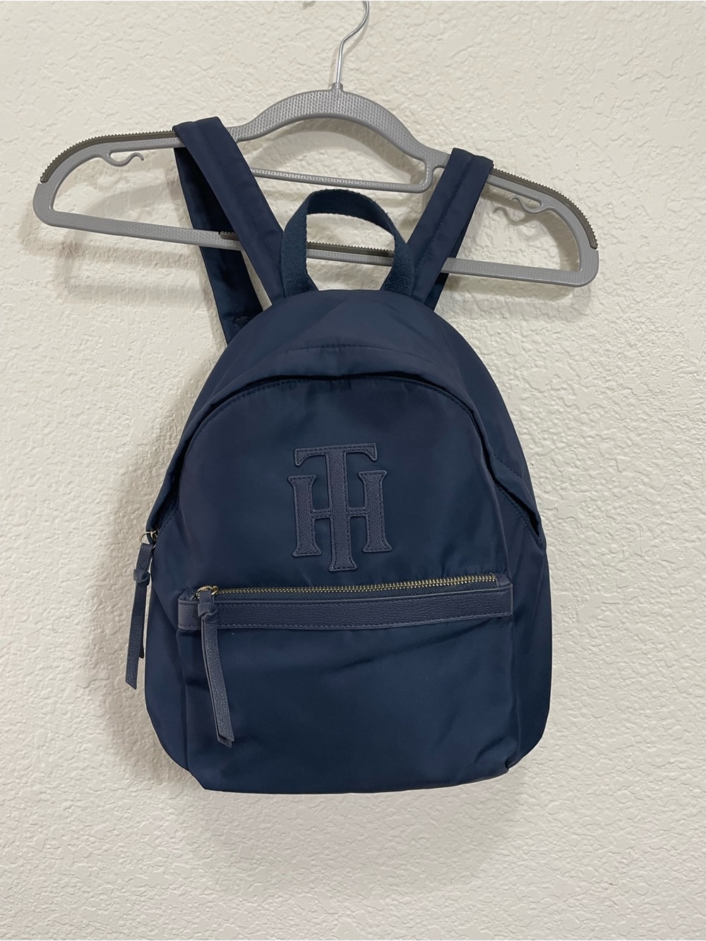 Tommy Hilfiger Navy Mini Backpack TH Logo Nylon Travel Bag